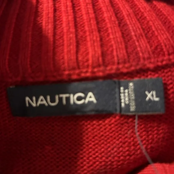 Nautica Men’s Sweater Red 1/2 Zip size XL NWT - Picture 3 of 6